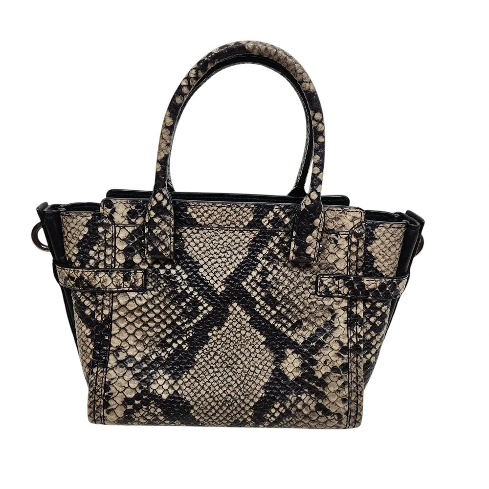 COACH Swagger Satchel Bag Womens Small Beige Snakeskin Leather Top Handle
